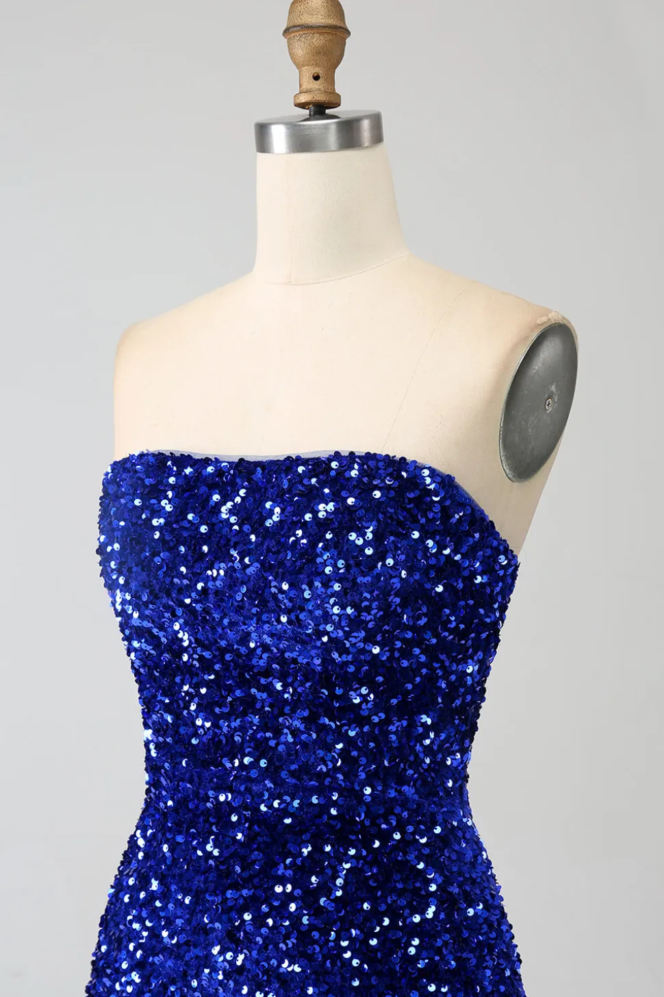 Sequins sem alças vermelhas longo vestido de baile de formatura sereia com fenda