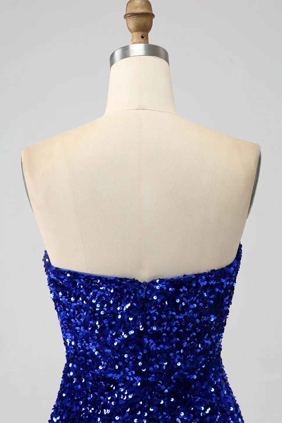 Sequins sem alças vermelhas longo vestido de baile de formatura sereia com fenda