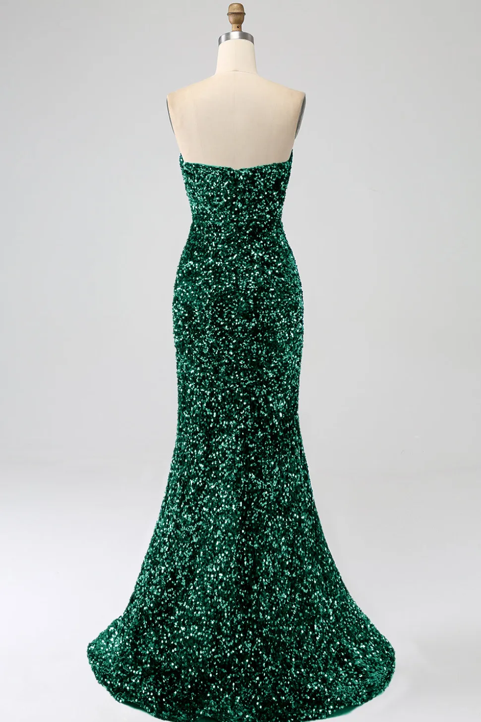 Sequins sem alças vermelhas longo vestido de baile de formatura sereia com fenda