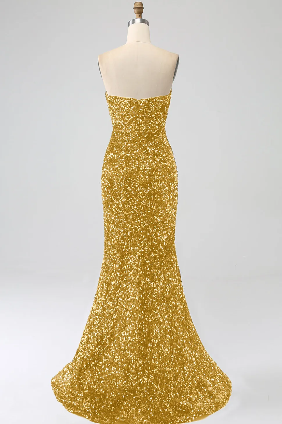 Sequins sem alças vermelhas longo vestido de baile de formatura sereia com fenda