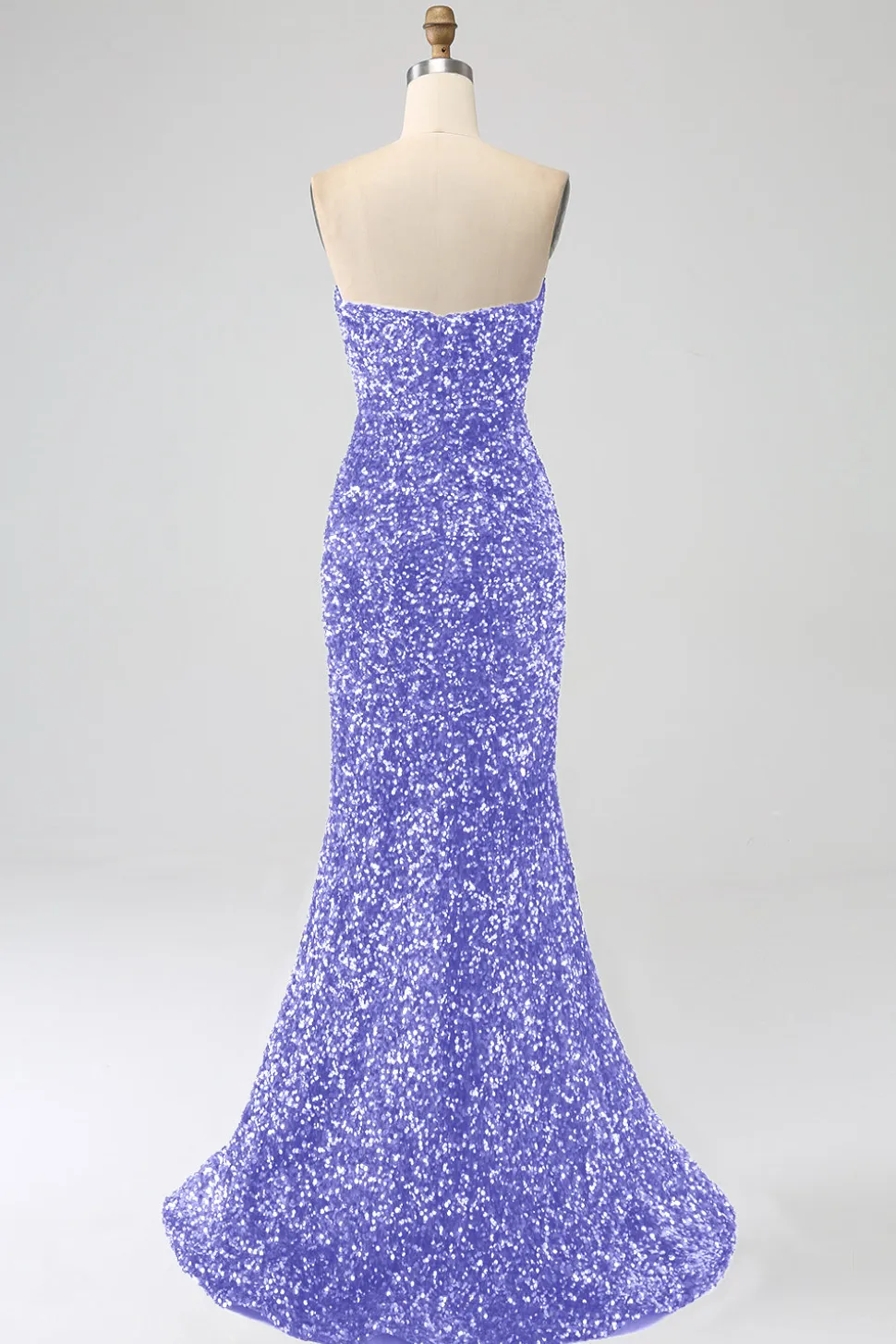 Sequins sem alças vermelhas longo vestido de baile de formatura sereia com fenda