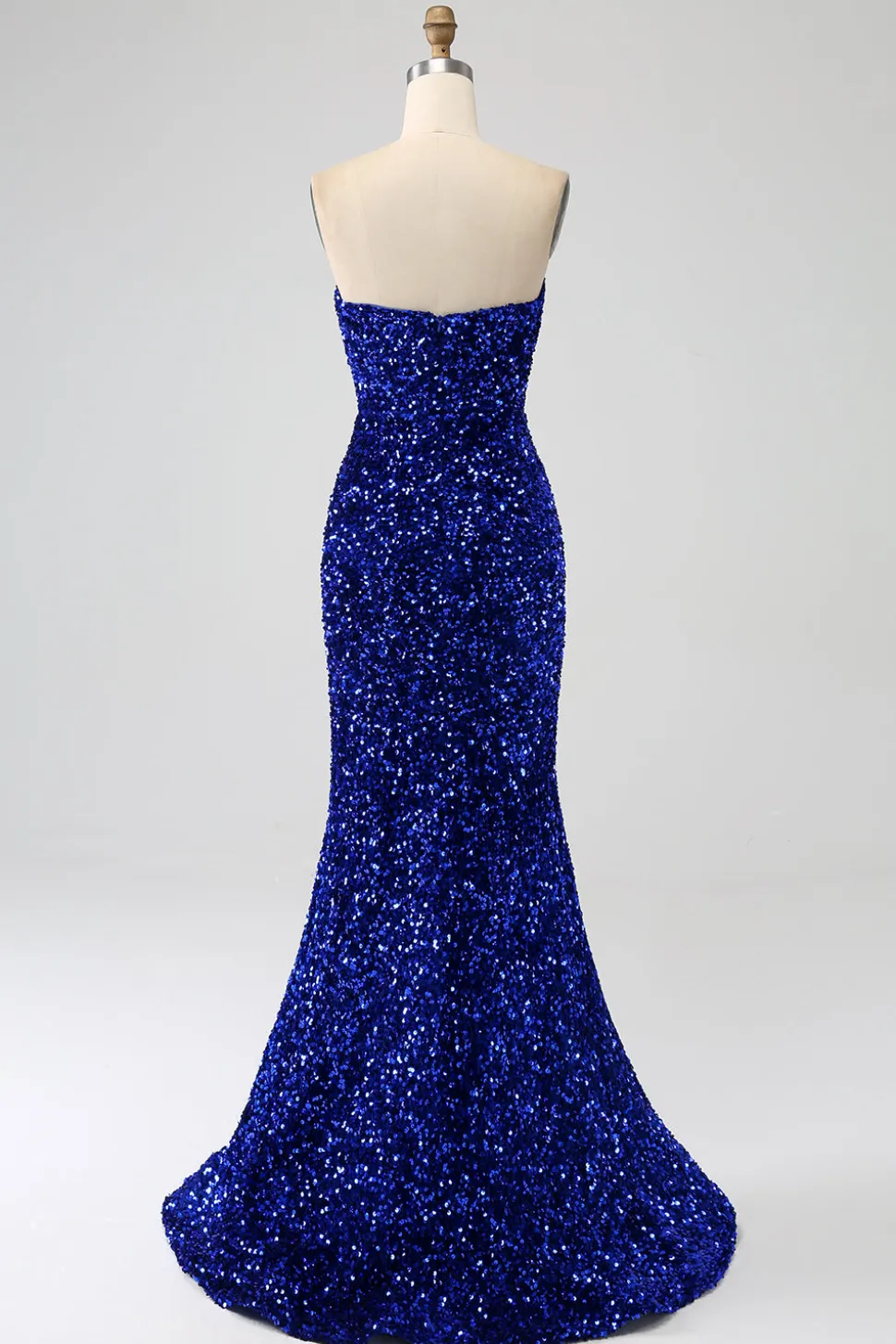 Sequins sem alças vermelhas longo vestido de baile de formatura sereia com fenda