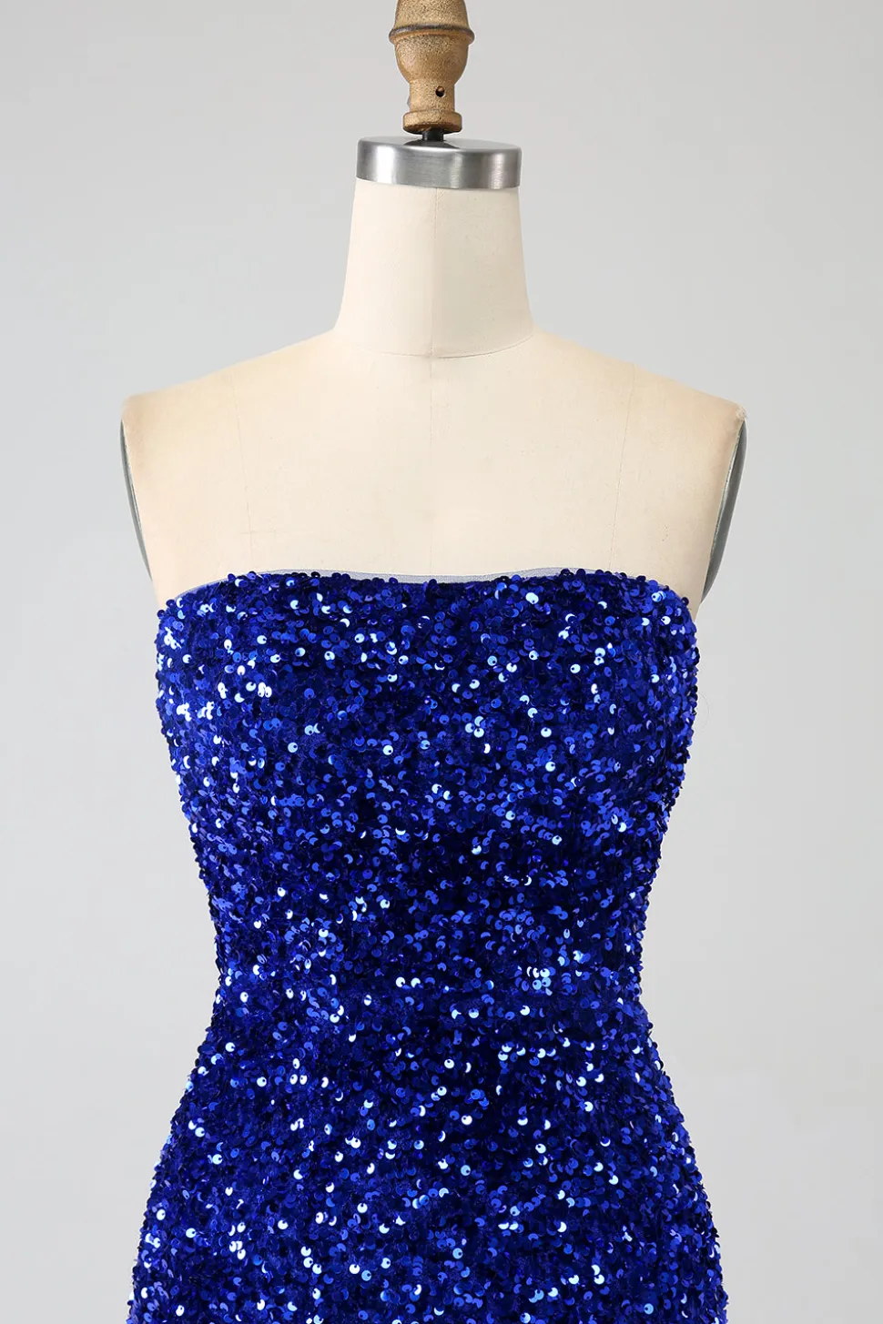 Sequins sem alças vermelhas longo vestido de baile de formatura sereia com fenda