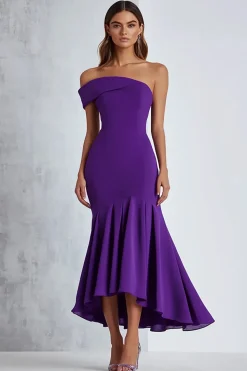 Sereia Ameixa Um Ombro Longo Chiffon Vestido Formal