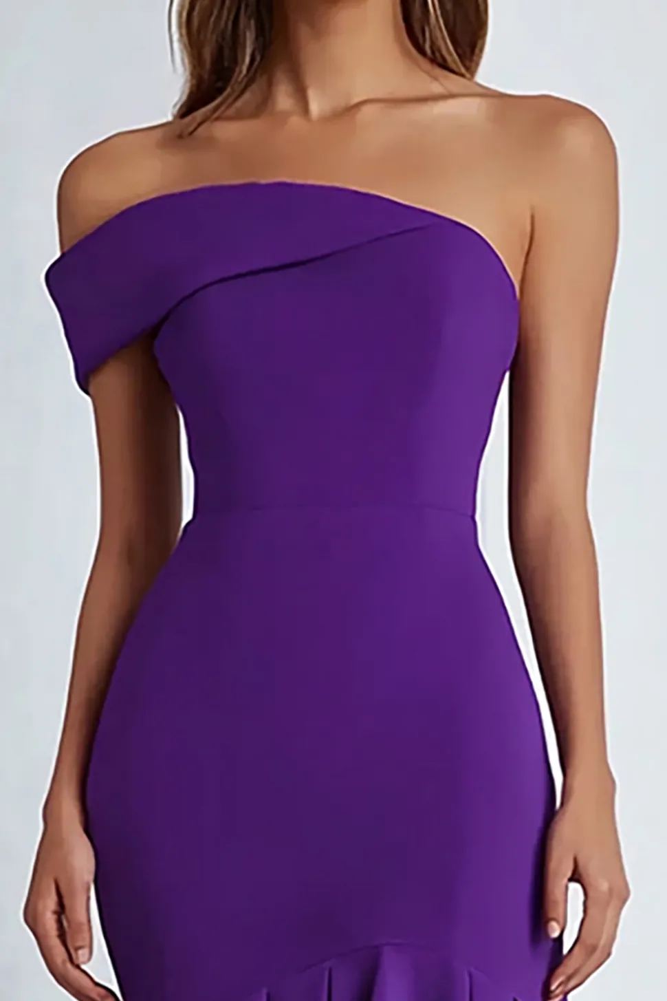 Sereia Ameixa Um Ombro Longo Chiffon Vestido Formal