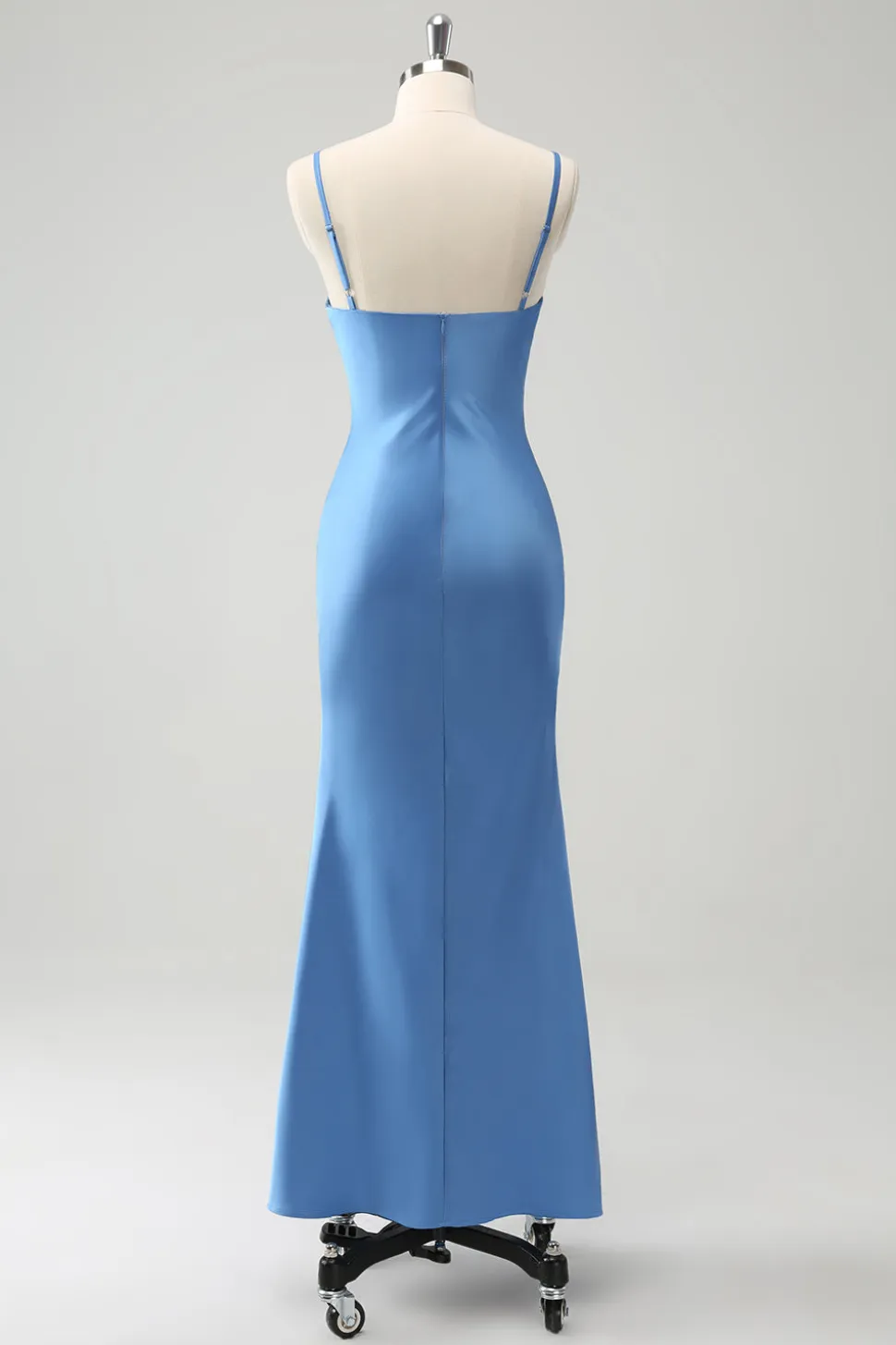 Sereia Azul Esparguete Correias Vestido Madrinha com Bowknot