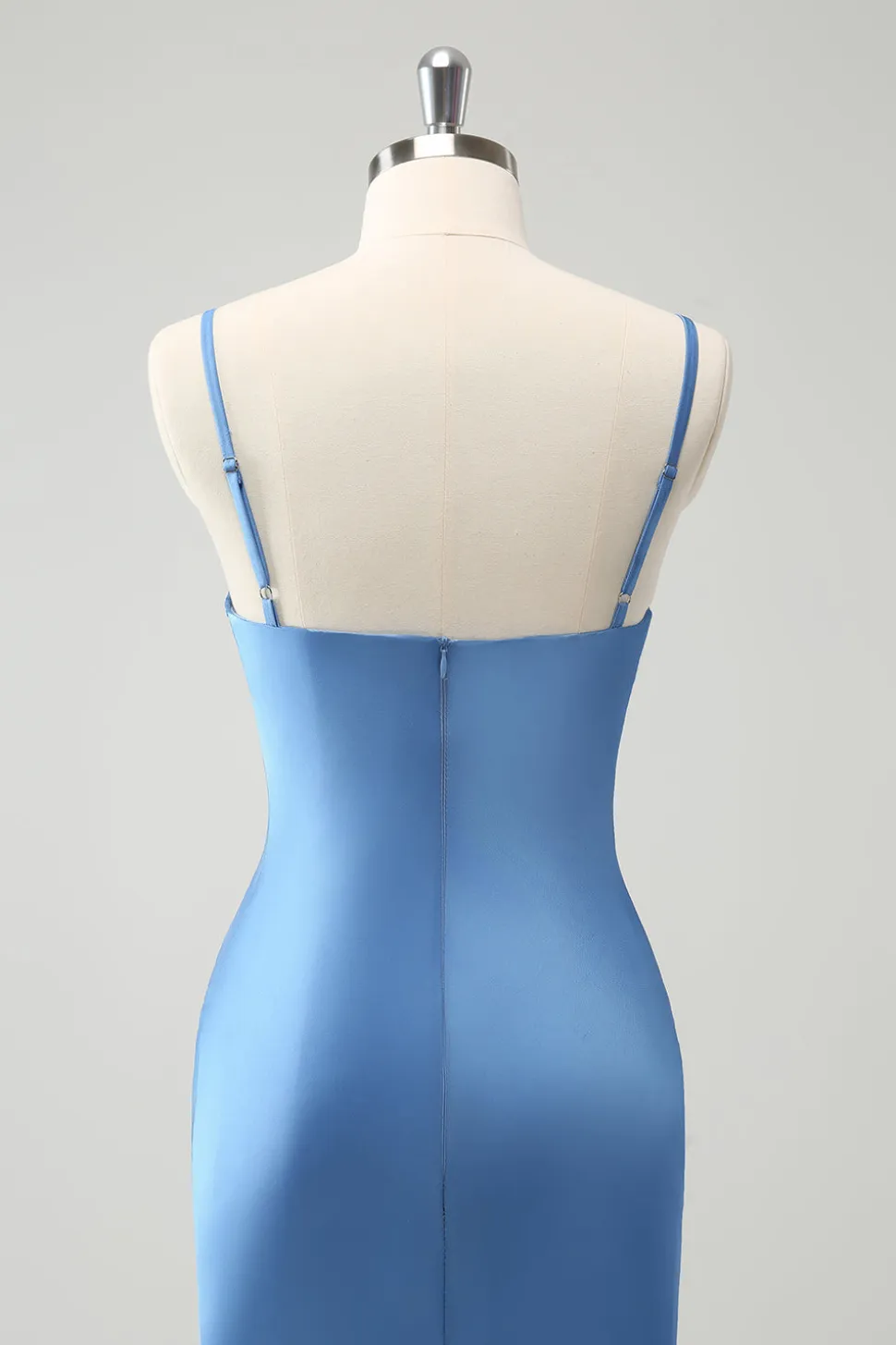 Sereia Azul Esparguete Correias Vestido Madrinha com Bowknot