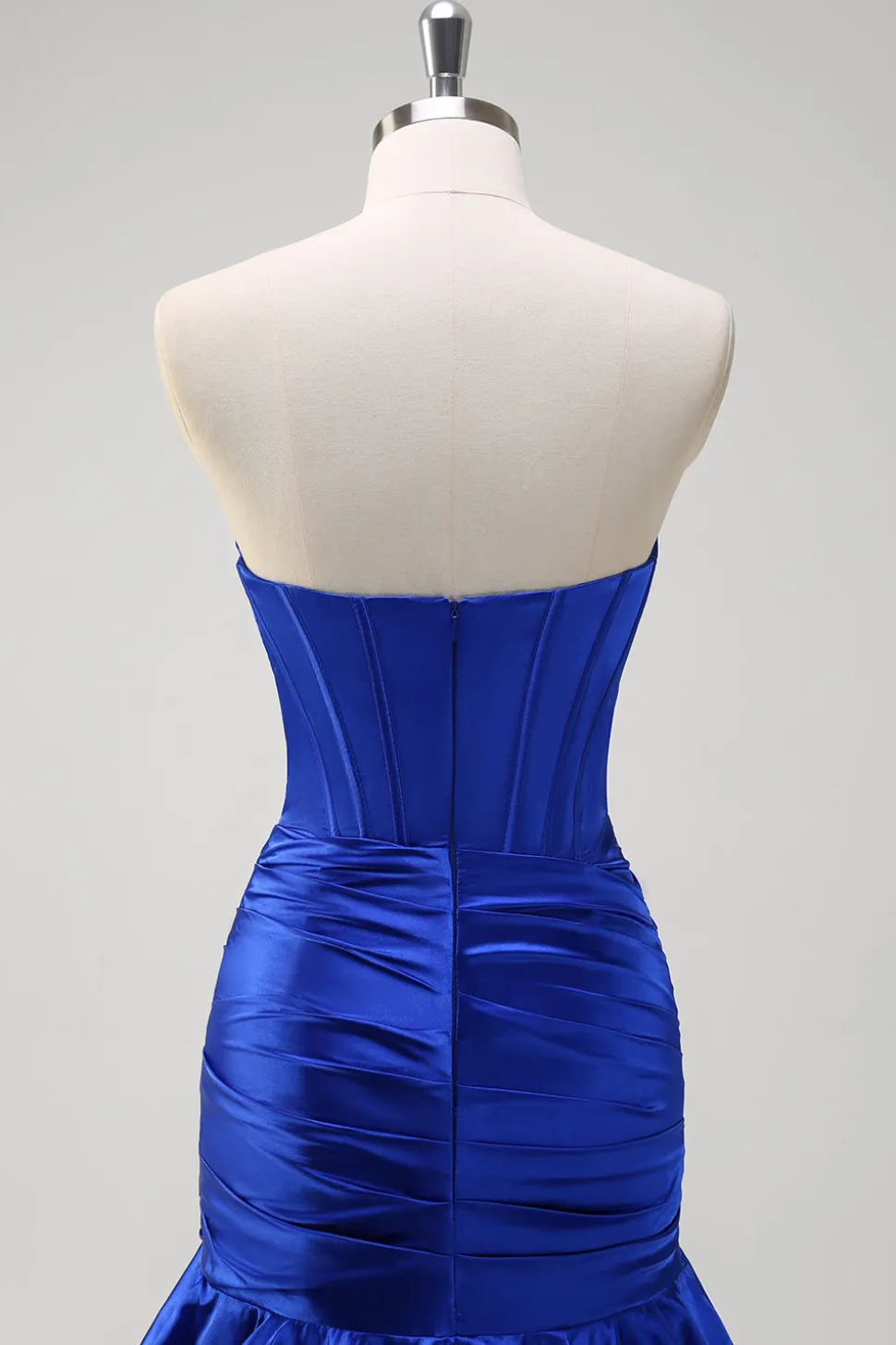 Sereia Azul Real Espartilho sem alças vestido de baile de formatura em camadas
