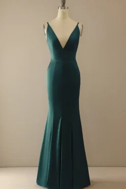 Sereia Azul V Long Neck Prom Dress