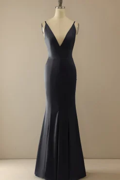 Sereia Azul V Long Neck Prom Dress