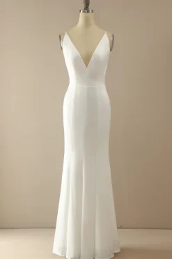Sereia Azul V Long Neck Prom Dress