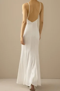 Sereia Azul V Long Neck Prom Dress