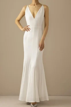 Sereia Azul V Long Neck Prom Dress
