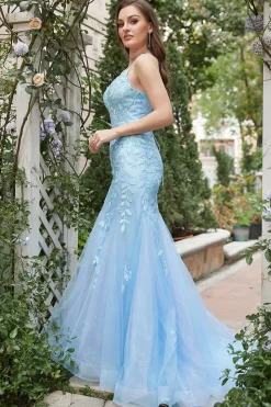 Sereia Azul Vestido de Cerimónia Gola em V