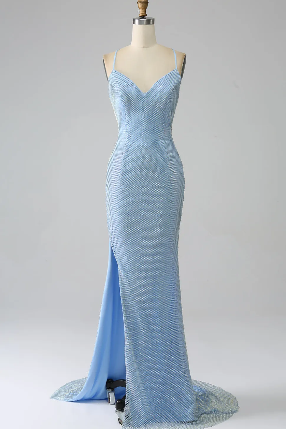 Sereia Azul Vestido Longo Baile com Fenda