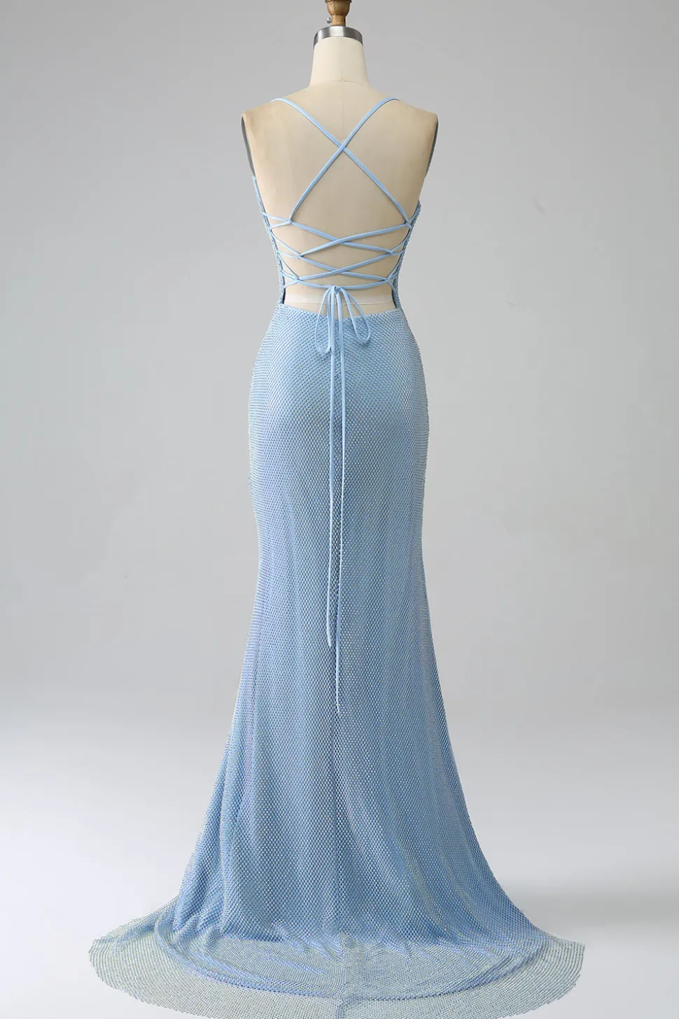 Sereia Azul Vestido Longo Baile com Fenda