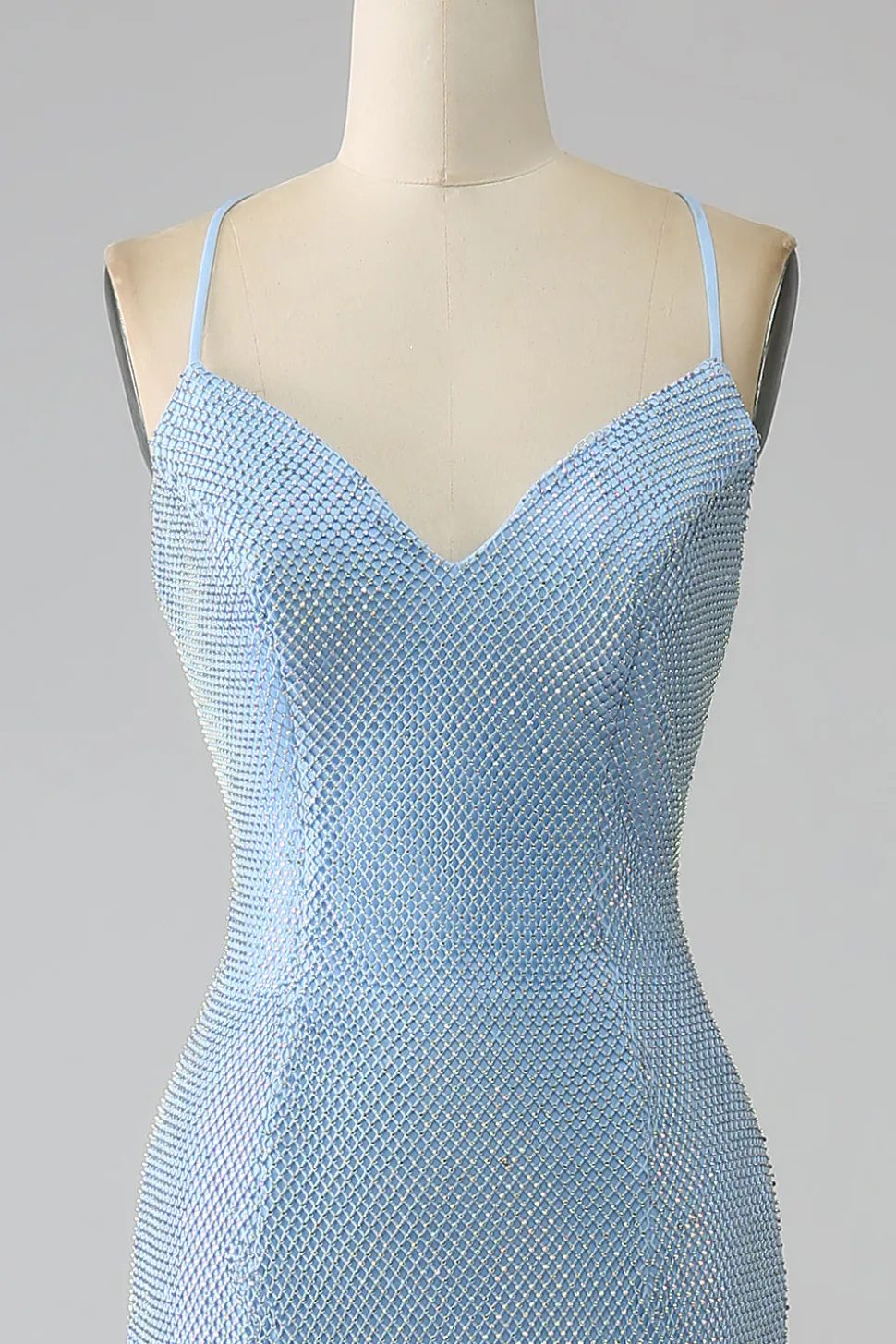 Sereia Azul Vestido Longo Baile com Fenda