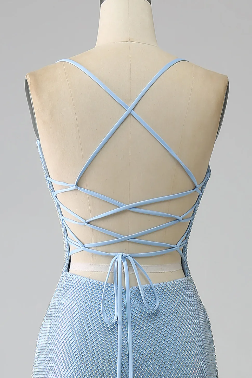 Sereia Azul Vestido Longo Baile com Fenda
