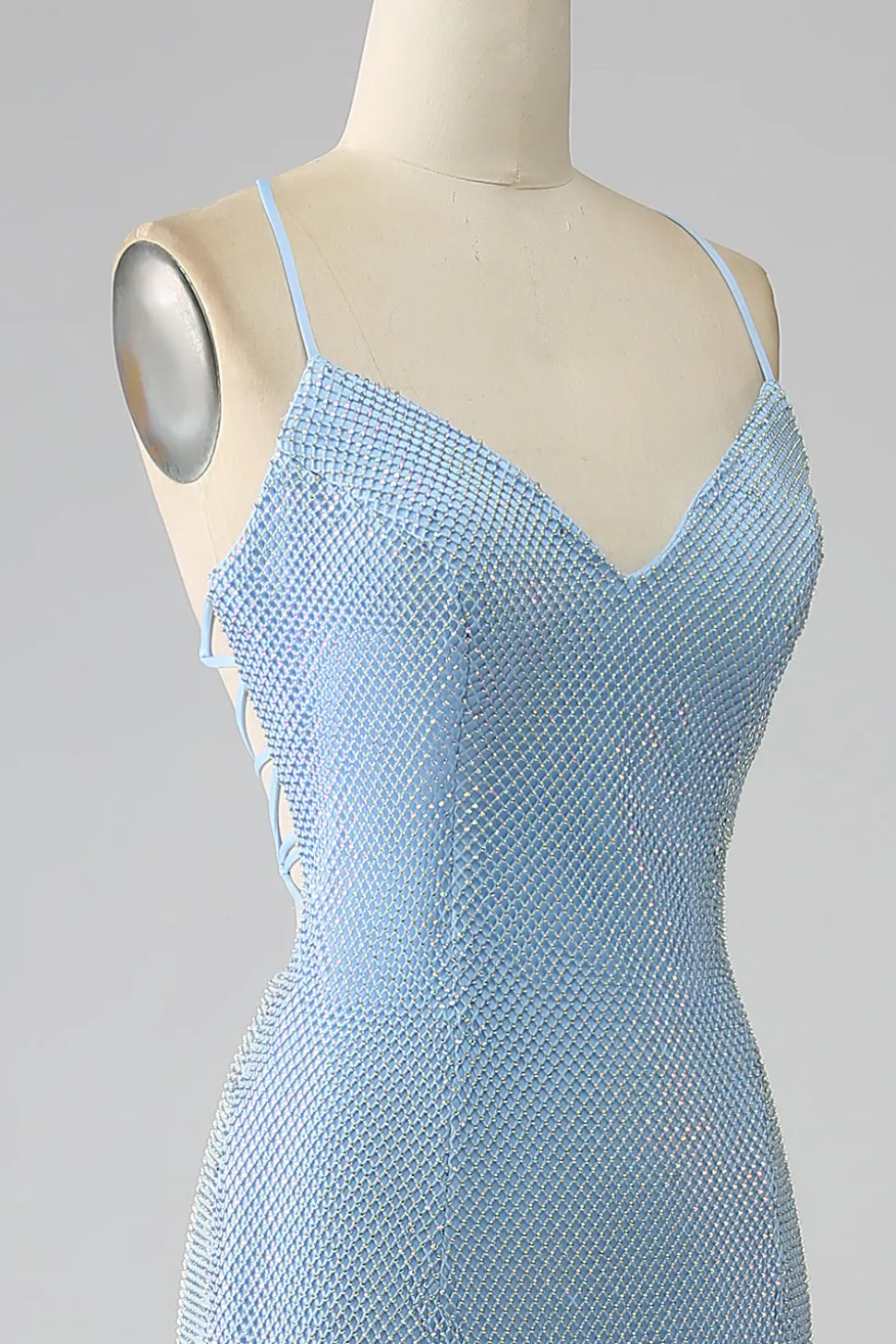Sereia Azul Vestido Longo Baile com Fenda
