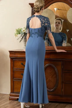 Sereia Azul Vestido Mãe de Noiva