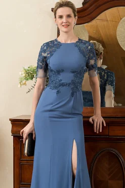 Sereia Azul Vestido Mãe de Noiva