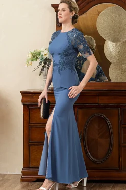 Sereia Azul Vestido Mãe de Noiva