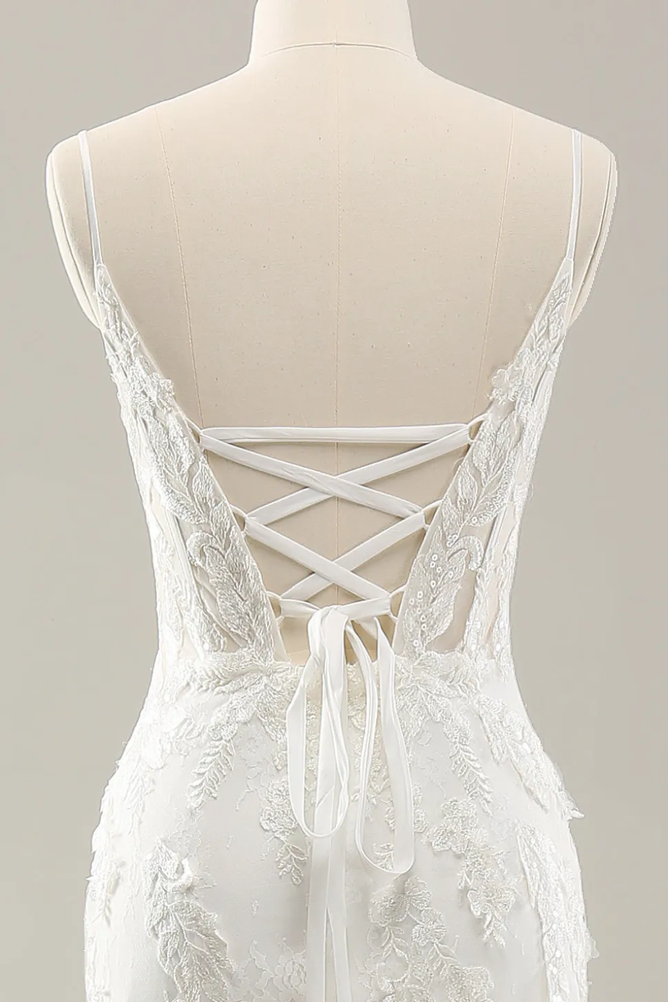 Sereia Branca Corset Tulle Vestido de Noiva com Applique Lace