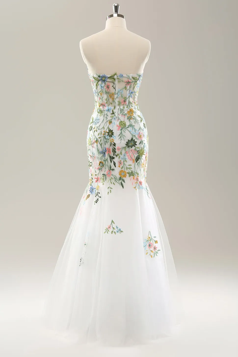 Sereia Branca Fora do Ombro Flores Corset Vestido de Noiva