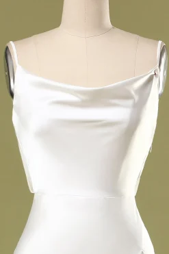 Sereia branco longo vestido de baile