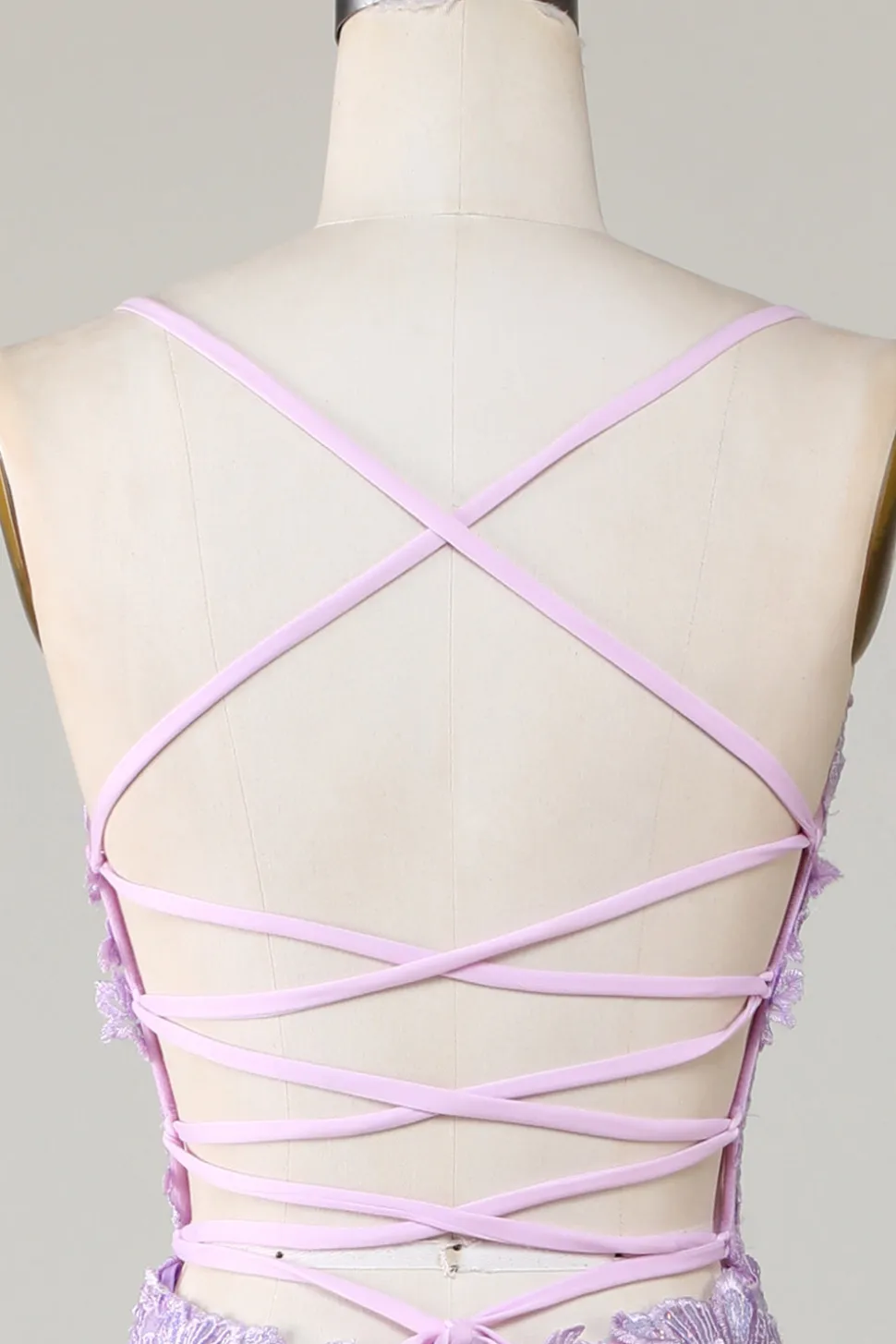Sereia Brilhante Esparguete Correias Roxo Corset Prom Dress com Fenda