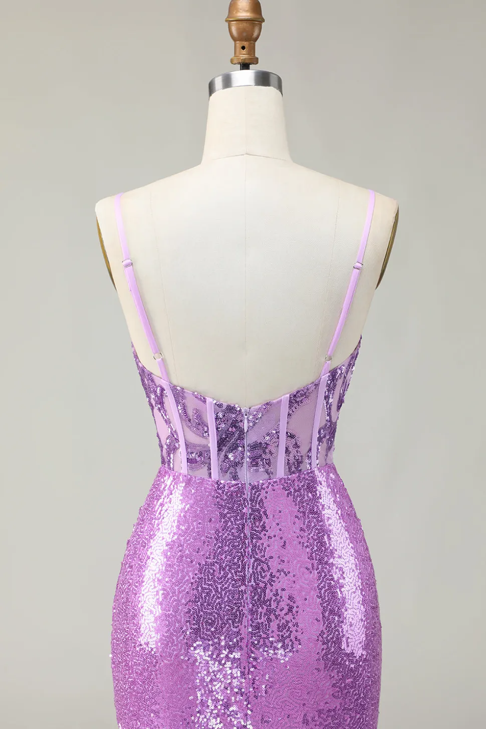 Sereia brilhante espartilho roxo apliqued vestido de baile com fenda