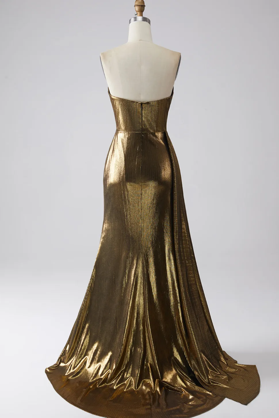 Sereia brilhante Golden Long Prom Dress com fenda