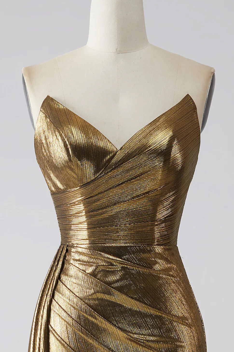 Sereia brilhante Golden Long Prom Dress com fenda