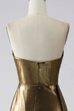 Sereia brilhante Golden Long Prom Dress com fenda