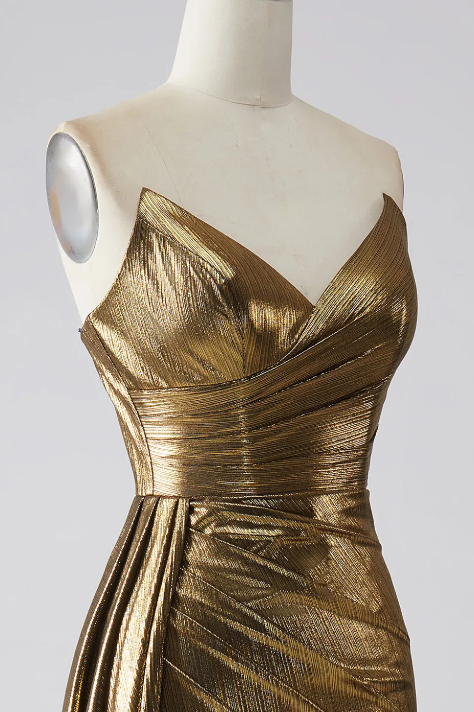 Sereia brilhante Golden Long Prom Dress com fenda