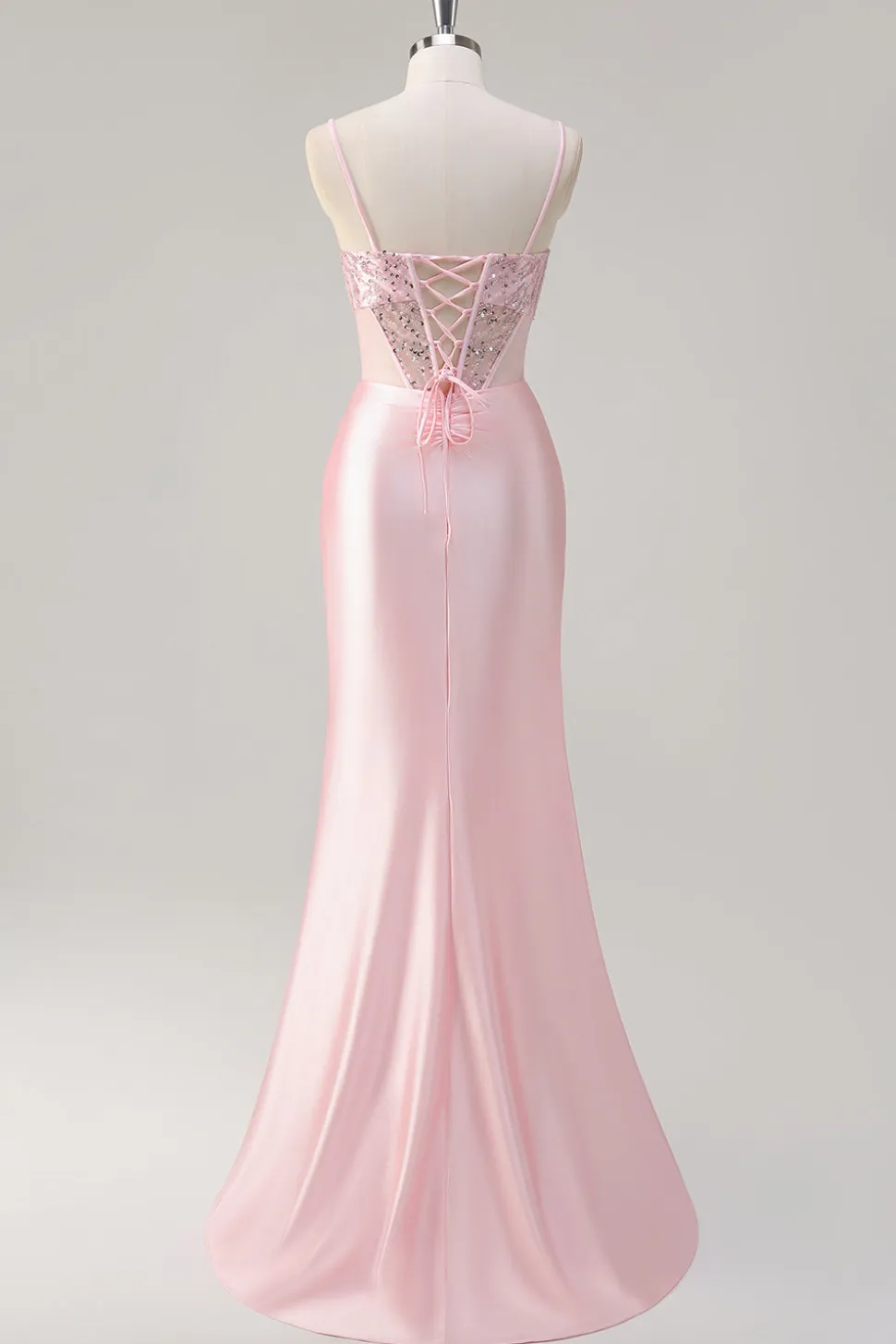 Sereia brilhante rosa longo vestido de baile de lantejoulas com fenda
