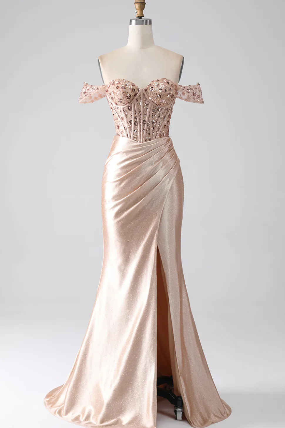 Sereia Champagne Corset Prom Dress