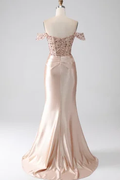Sereia Champagne Corset Prom Dress