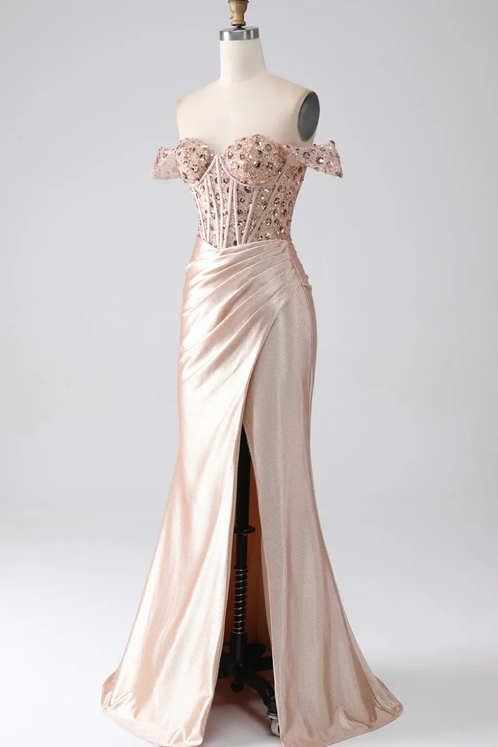 Sereia Champagne Corset Prom Dress