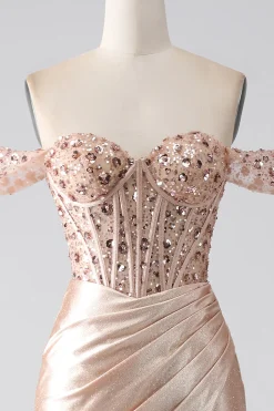 Sereia Champagne Corset Prom Dress