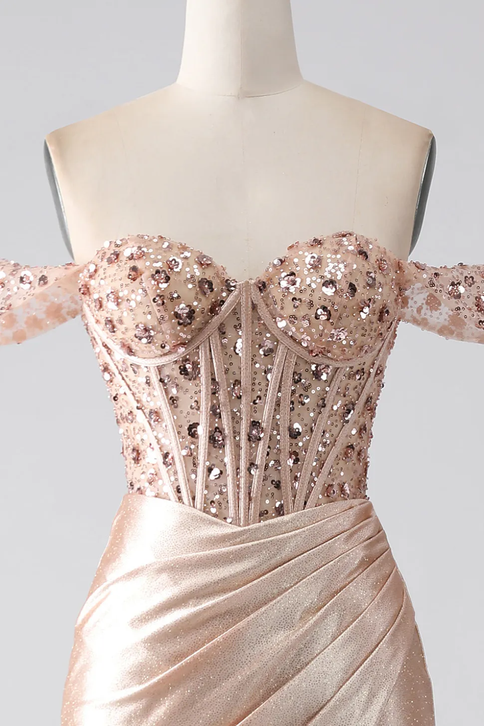 Sereia Champagne Corset Prom Dress