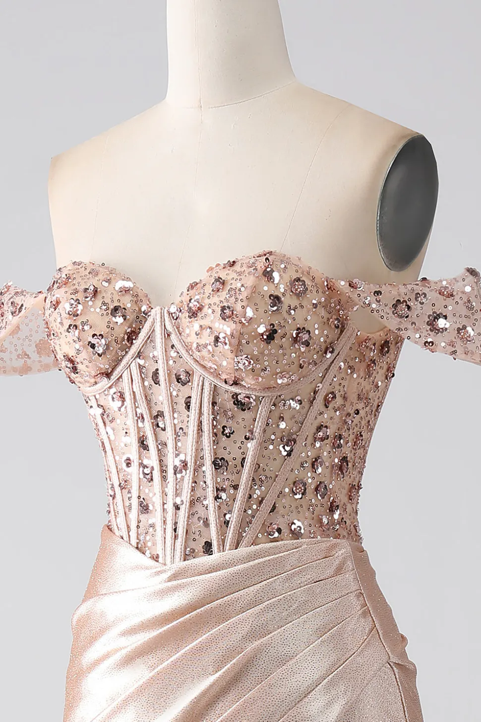 Sereia Champagne Corset Prom Dress