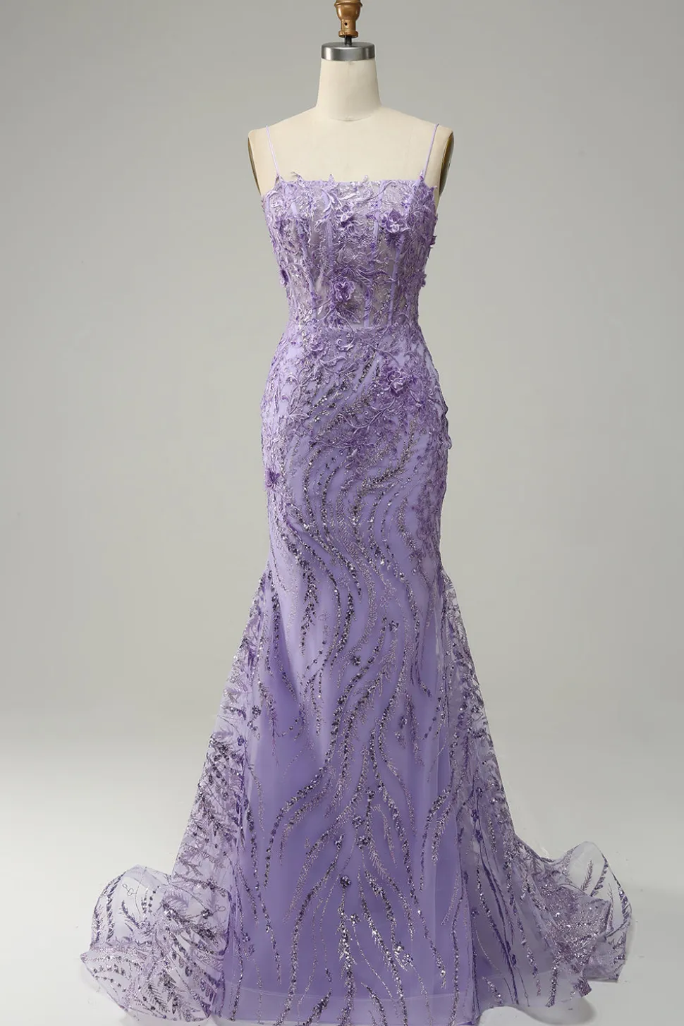 Sereia Cintas de Espaguete Roxo Vestido de Festa