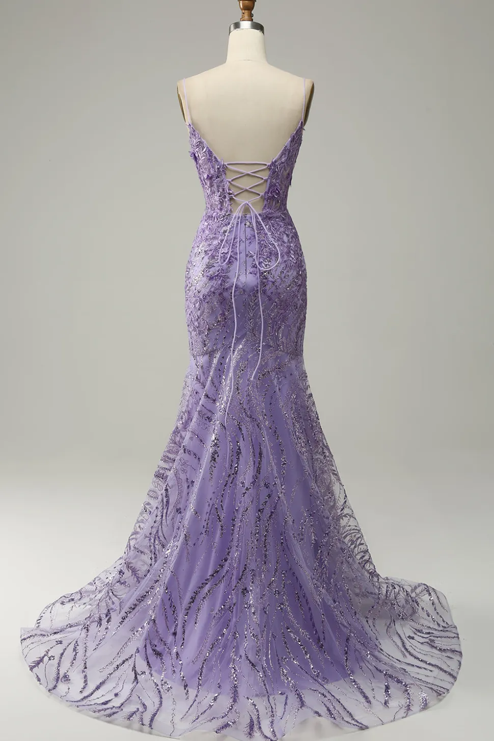Sereia Cintas de Espaguete Roxo Vestido de Festa
