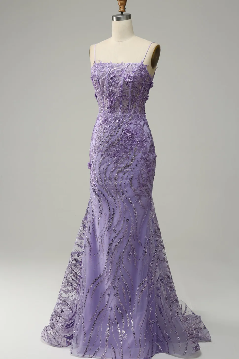 Sereia Cintas de Espaguete Roxo Vestido de Festa