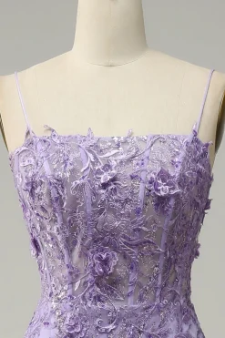 Sereia Cintas de Espaguete Roxo Vestido de Festa