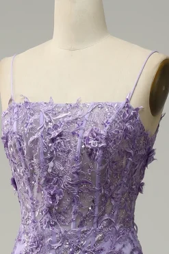 Sereia Cintas de Espaguete Roxo Vestido de Festa
