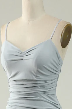 Sereia Cintas de Espaguete Cinza Vestido de Festa