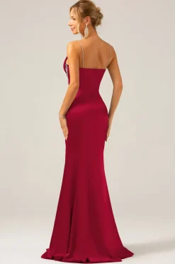 Sereia Cinzento Azul Cetim Esparguete Correias Plissado Maxi Dress