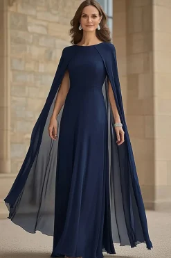 Sereia da Marinha Chiffon Longa Mãe do Vestido da Noiva com Cabo